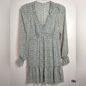 Allison & Kelly (Sz S) Multicolor Floral Ruffle Trim LS Fit & Flare Shift Dress